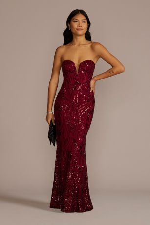 Sequin Strapless Gown with Sweetheart ...
